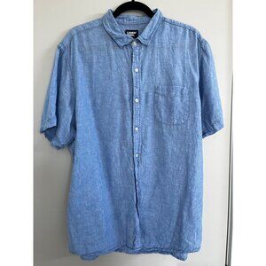 Land's End 100% Linen Blue Short-Sleeved Button Down